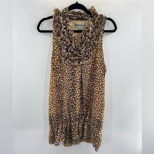 3for$20 Animal Print Sleeveless Ruffle neck Blouse size Large
